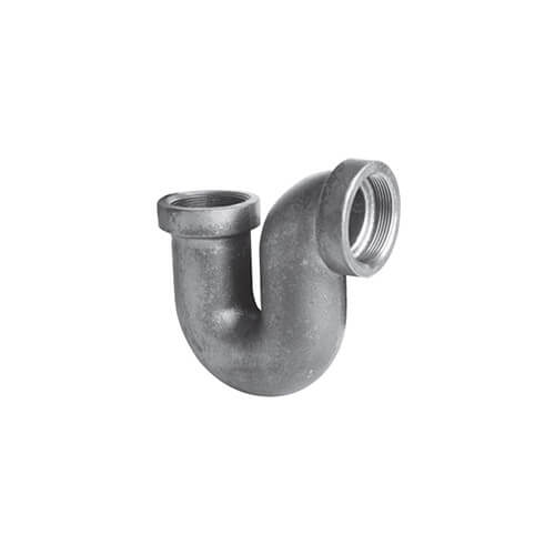 1-1/2" Black Cast Iron Drainage P-Trap w/o Cleanout