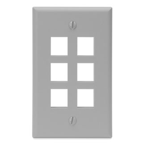 Main product image of Single-Gang Quickport, Wallplate, 6-port (Gray)