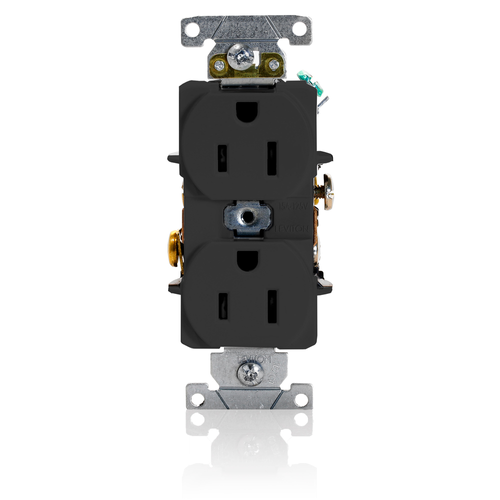 Main product image of 15A Duplex Receptacle/outlet, Self-grounding, Back/Side Wire (Black)