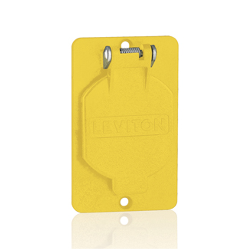 Main product image of 1.56" Diameter Single Receptacle Coverplate w/ Weather-resistant Flip Lid (Yellow)
