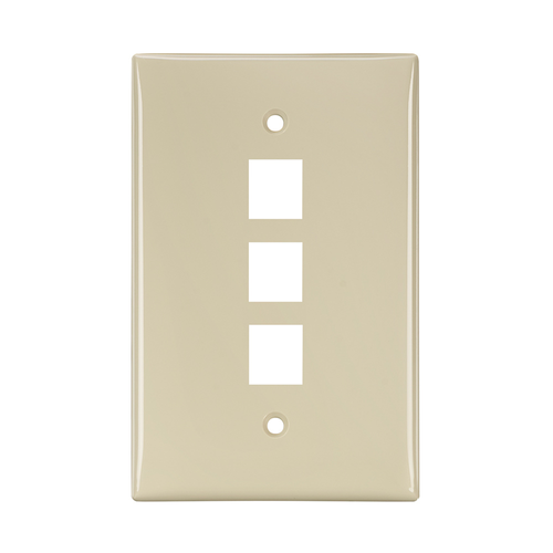Main product image of Midsize Single-Gang Quickport, Wallplate, 3-port (Ivory)