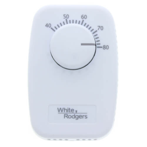Main product image of Line Voltage Mechanical Bimetal, SPST, Open on Rise, No Thermometer, Wallplate Included (White)