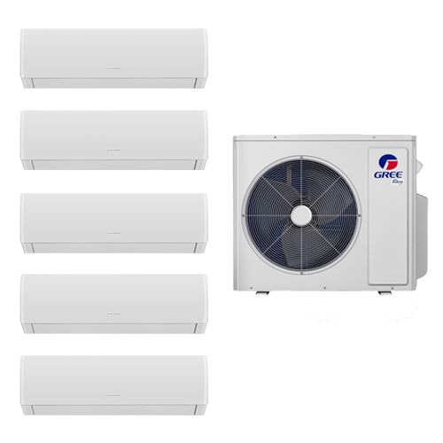 Main product image of 48,000 BTU, R-32, 21 SEER2 Vireo Ductless Five Zone Heat Pump Package (9+9+9+12+24)