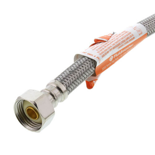 Main product image of 48" Braided Stainless Steel No-Burst Dishwasher Connector w/ MIP Elbow (3/8" Compression x 1/2" FIP)