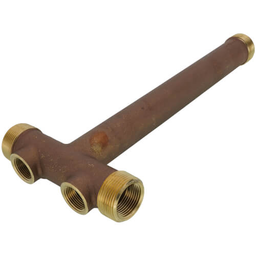 1-1/4" X 13" Center to End, No Lead Brass Solid Tank Tee