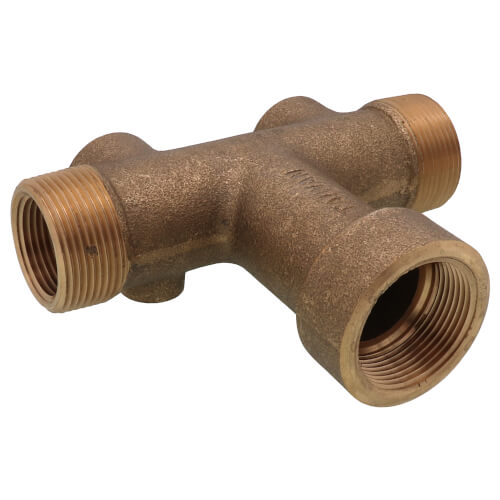 Main product image of 1-1/4" x 3-5/8" Center to End, No Lead Brass Solid Tank Tee