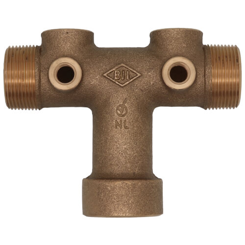 Main product image of 1-1/4" x 3-5/8" Center to End, No Lead Brass Solid Tank Tee