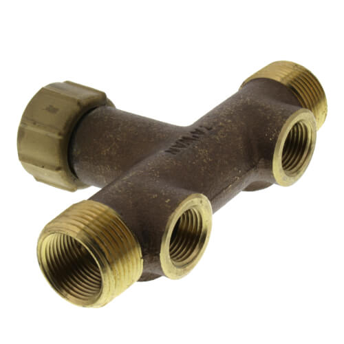 Main product image of 1" x 3" Center to End, No Lead Brass Female Union Tank Tee