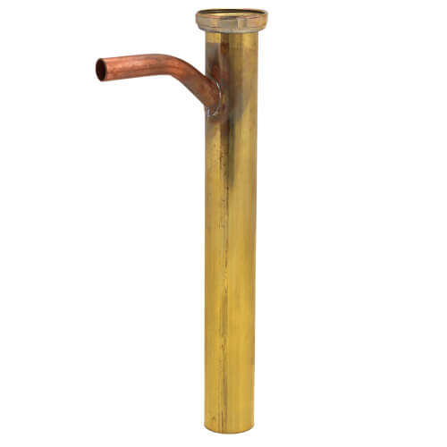 Main product image of 1-1/2" x 12" Rough Brass Dishwasher Tailpiece w/ Die Cast Zinc Nut, 22 GA, Direct Connect (1/2" Copper - Long Branch)