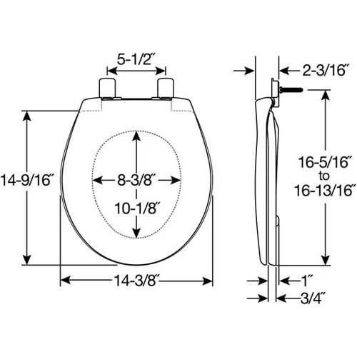 Main product image of Round Plastic Toilet Seat, STA-TITE, Whisper Close (Bone)