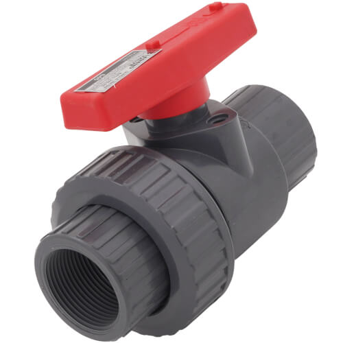 Main product image of T-645 1-1/4" Gray PVC Single Union Ball Valve (Threaded)