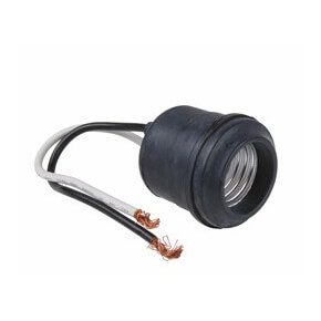 Main product image of Keyless Lampholder for Temporary Lighting, Medium Base, Two 6" Leads - Black (250V/660W)