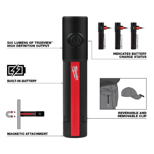 Rechargeable 500L Everyday Carry Flashlight w/ Magnet