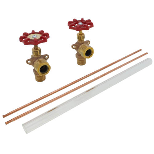 Main product image of 1/2" NPT Rough Bronze Water Gauge w/ Automatic Ball Checks, Aluminum Wheel (5/8" OD x 12" Length)