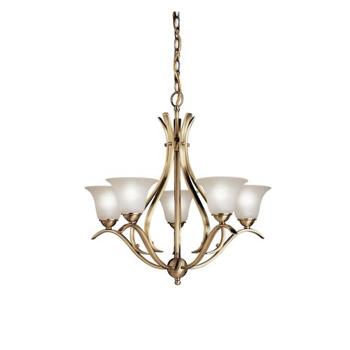 Main product image of Dover 23" 5 Light Chandelier w/ Alabaster Swirl Glass in Antique Brass