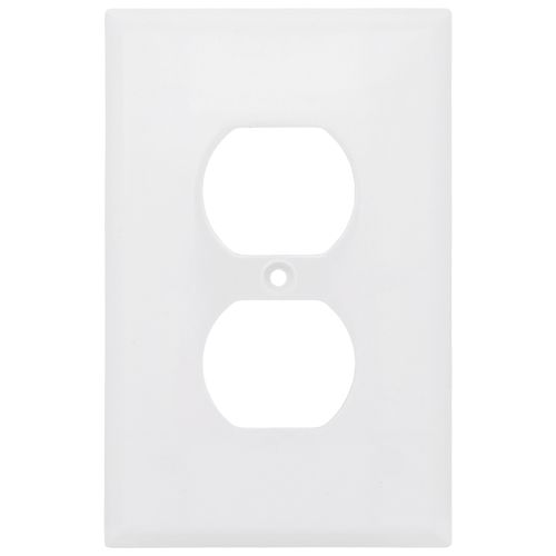 Main product image of 1-Gang Duplex Receptacle Wall Plate, Mid-Size, Thermoset - White