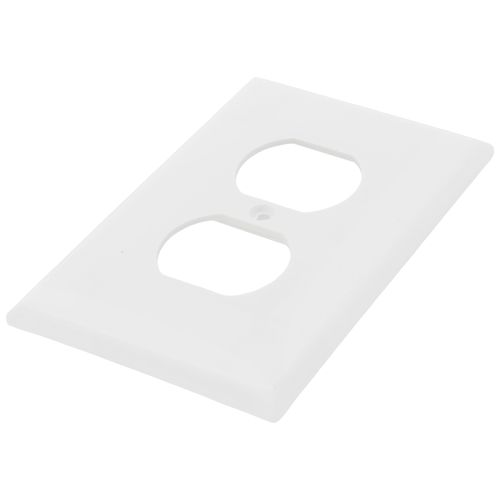 Main product image of 1-Gang Duplex Receptacle Wall Plate, Mid-Size, Thermoset - White