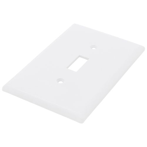 Main product image of 1-Gang Toggle Wall Plate, Mid-Size, Thermoset - White