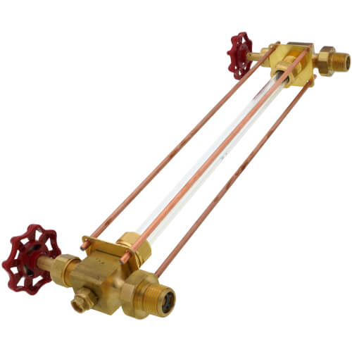 Main product image of 1/2" NPT Rough Bronze Water Gauge w/ EPDM Glass Seal & Rod, Aluminum Type Wheel (5/8" OD x 12" Length)