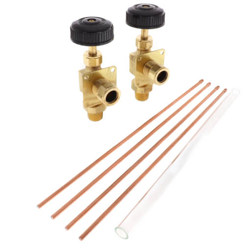 Main product image of 1/2" Square Composition Water Gauge w/ 12" Glass & Rod (w/ Auto Ball Valve)