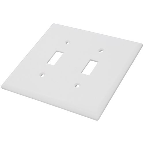 Main product image of 2-Gang Toggle Wall Plate, Mid-Size, Thermoset - White