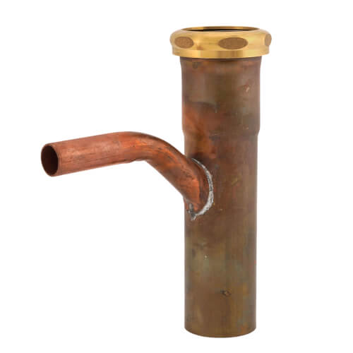 Main product image of 1-1/2" x 6" Rough Brass Dishwasher Tailpiece with Solid Brass Nut, 22 GA, Slip Joint (1/2" Copper - Long Branch)