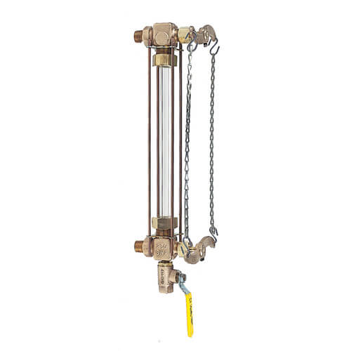 Main product image of 1/2" Chain Lever Water Gauge w/ 12" Glass & Rod (w 1/4" Needle Drain)