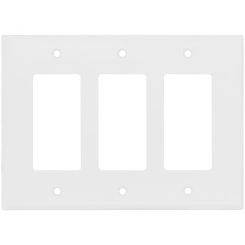Main product image of 3-Gang Decorator & GFCI Wall Plate, Mid-Size, Thermoset - White