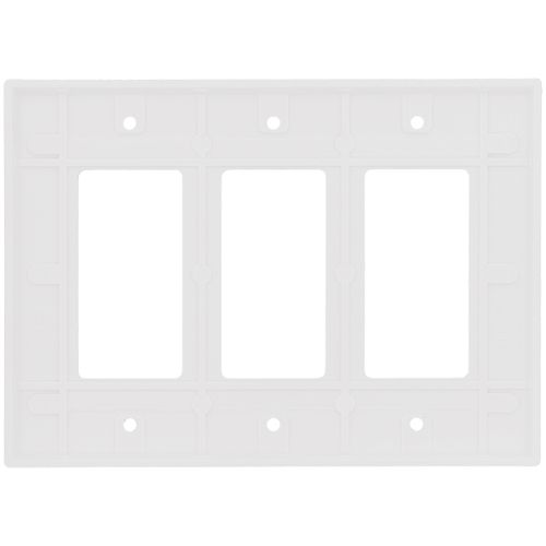 Main product image of 3-Gang Decorator & GFCI Wall Plate, Mid-Size, Thermoset - White