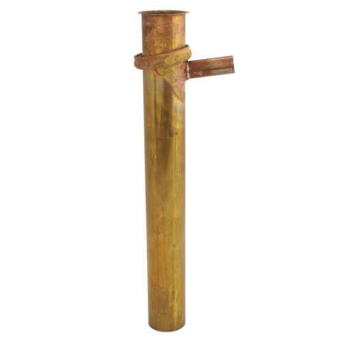 Main product image of 1-1/2" x 12" Rough Brass Dishwasher Tailpiece with Solid Brass Nut, 17 GA, Direct Connect (1/2" Copper)