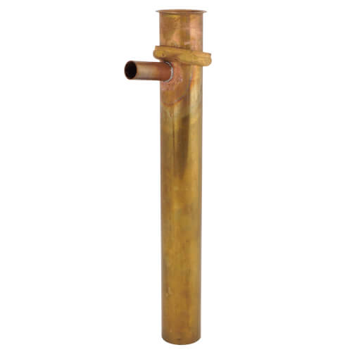 Main product image of 1-1/2" x 12" Rough Brass Dishwasher Tailpiece with Solid Brass Nut, 17 GA, Direct Connect (1/2" Copper)