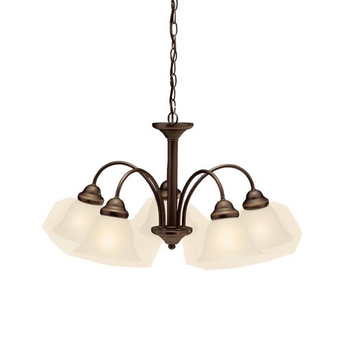 Main product image of Wynberg 13.75" 5 Light Chandelier w/ Satin Etched Glass (Olde Bronze)