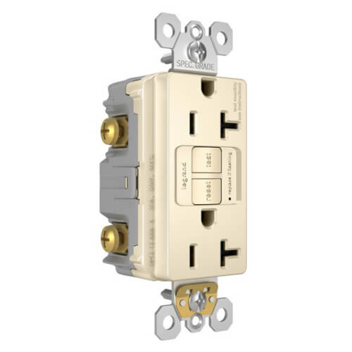 Main product image of Radiant Spec-Grade Self-Test GFCI Receptacle - Light Almond (20A)