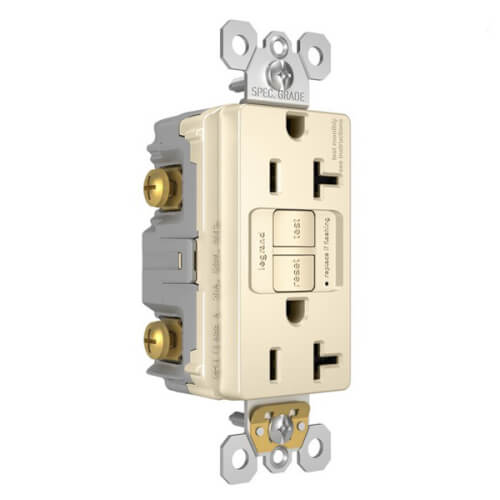 Main product image of Radiant Spec-Grade Tamper-Resistant Self-Test Duplex GFCI Receptacle, NEMA 5-20R - Light Almond (20A)