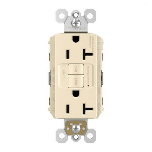 Main product image of Radiant Spec-Grade Tamper-Resistant Self-Test Duplex GFCI Receptacle, NEMA 5-20R - Light Almond (20A)