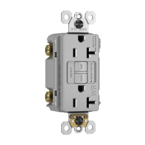 Radiant Spec-Grade Weather-Resistant Self-Test Duplex GFCI Receptacle, NEMA 5-20R - Gray (20A)