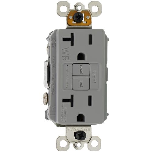 Main product image of Radiant Spec-Grade Weather-Resistant Self-Test Duplex GFCI Receptacle, NEMA 5-20R - Gray (20A)