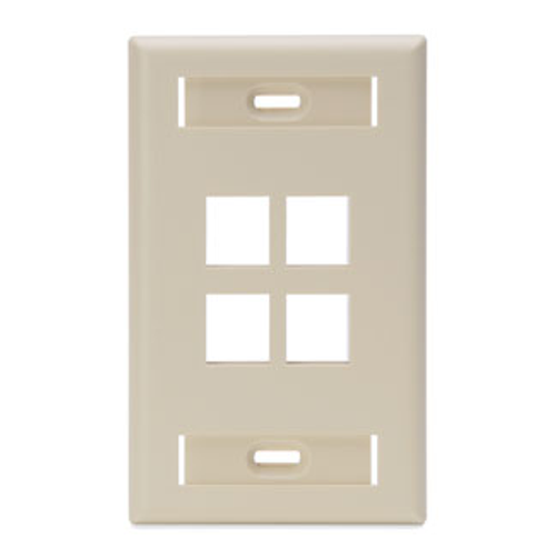 Main product image of Single-Gang Quickport, Wallplate w/ ID Windows, 4-port (Ivory)