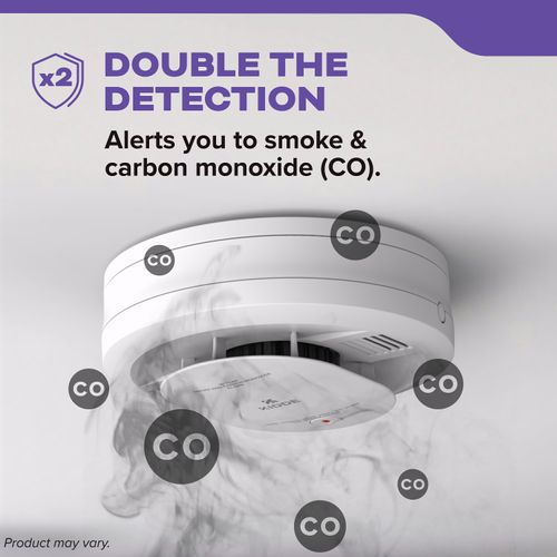 Main product image of Battery Powered Combination Smoke and Carbon Monoxide Detector w/ Alarm LED Warning Lights & Voice Alerts