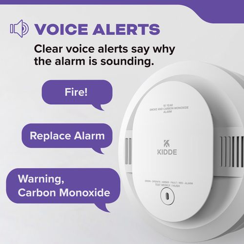 Main product image of Battery Powered Combination Smoke and Carbon Monoxide Detector w/ Alarm LED Warning Lights & Voice Alerts