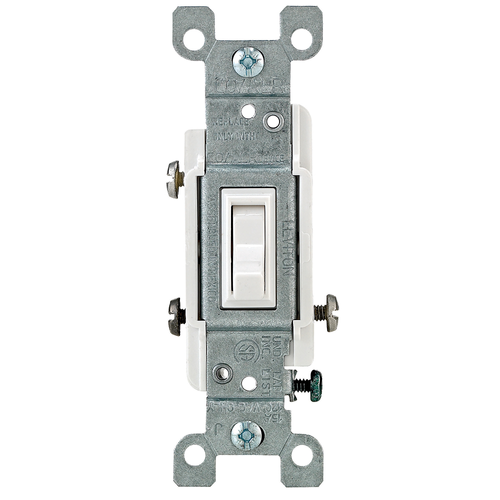 Main product image of 15A 3-Way Toggle Co/alr Switch, Grounding (White)