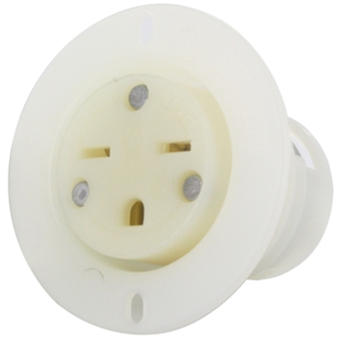 Main product image of 15A, 250V Flanged Outlet Receptacle, Straight Blade, Industrial Grade