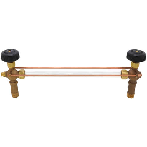 Main product image of 1/2" MNPT Water Gauge w/ Extended Shank, Std Glass & Rod, Composition Wheel (5/8" OD x 12")