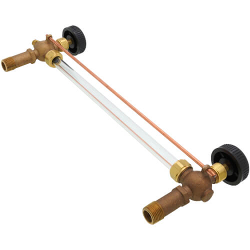 Main product image of 1/2" MNPT Water Gauge w/ Extended Shank, Std Glass & Rod, Composition Wheel (5/8" OD x 12")