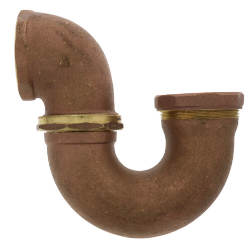 Main product image of 2" IPS x 1-1/2" SJ Nut, Less Cleanout LA Pattern Trap (Rough Brass)
