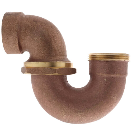 Main product image of 1-1/2" Sweat x 1-1/2" Slip Joint Nut, Less Cleanout LA Pattern Trap (Rough Brass)