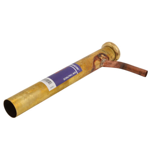 Main product image of 1-1/2" x 12", 20 Gauge, Brass Dishwasher Tailpiece with 1/2" Branch (Rough Brass)
