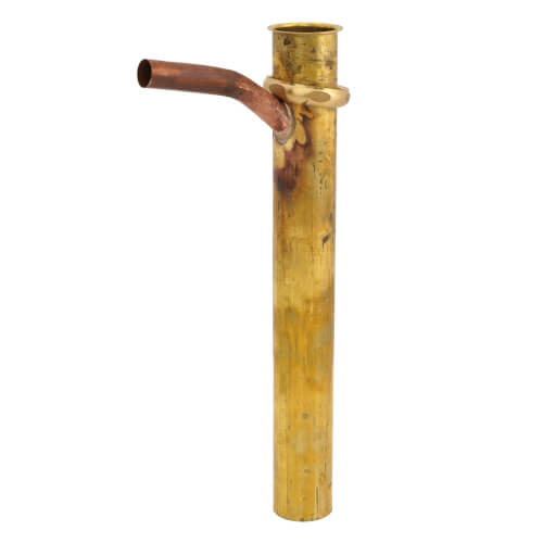 Main product image of 1-1/2" x 12", 20 Gauge, Brass Dishwasher Tailpiece with 1/2" Branch (Rough Brass)