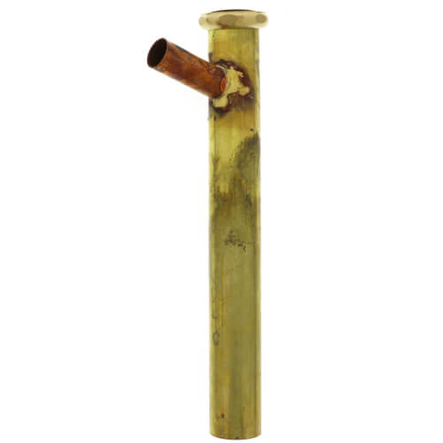 Main product image of 1-1/2" x 12", 20 Gauge, Brass Dishwasher Tailpiece with 3/4" Branch (Rough Brass)