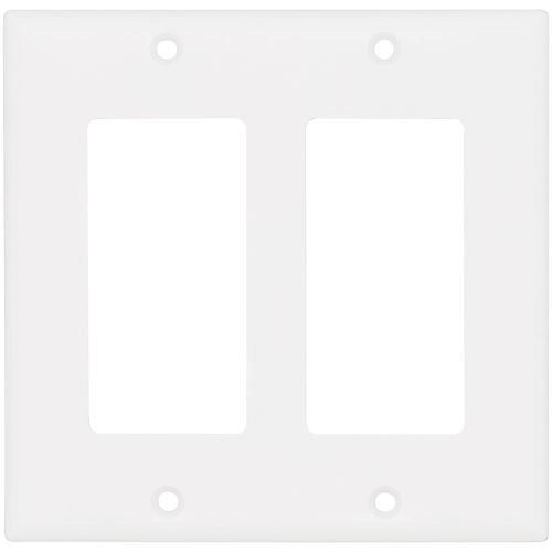 Main product image of 2-Gang Decorator & GFCI Wall Plate, Standard Size, Thermoset - White